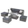 Patio Furniture, Outdoor Furniture, Seasonal PE Wicker Furniture,5 Set Wicker Furniture With Plywood Coffee Table,with lift TOP Coffee Table,with Loun