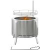 Outsunny 2-in-1 Smokeless Fire Pit, BBQ Grill, 19" Portable Wood Burning Firepit with Cooking Grate and Poker, Low Smoke Camping Bonfire Stove for Bac