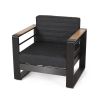 Outdoor Club Chair, Black + Natural + Dark Gray