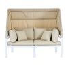 TOPMAX 3-Piece Patio Daybed with Retractable Canopy Outdoor Metal Sectional Sofa Set Sun Lounger with Cushions for Backyard, Porch, Poolside, Beige