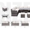 Outdoor Patio Furniture Set,7 Pieces Outdoor Sectional Conversation Sofa with Dining Table,Chairs and Ottomans,All Weather PE Rattan and Steel Frame,W