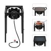 Outdoor Camp Stove High Pressure Propane Gas Cooker Portable Cast Iron Patio Cooking Burner (Single Burner 75000-BTU)