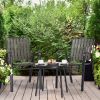 3-Piece Patio Bistro Table Set, Outdoor Furniture Set with 2 Stackable Patio Dining Chairs and Glass Table for Yard Balcony Porch, Black and Coffee