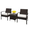 3pcs 2pcs Arm Chairs 1pc Coffee Table Rattan Sofa Set Brown Gradient