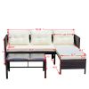 Outdoor patio Furniture sets 3 piece Conversation set wicker Ratten Sectional Sofa With Seat Cushions(Beige Cushion)