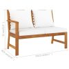 5 Piece Patio Lounge Set with Cushion Cream Solid Acacia Wood