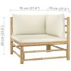 5 Piece Patio Lounge Set with Cream White Cushions Bamboo