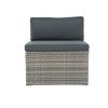 6 Pieces PE Rattan sectional Outdoor Furniture Cushioned Sofa set Grey Wicker, Dark Grey Cushion