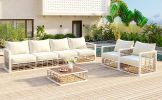 TOPMAX Modern Minimalist 7-Piece Metal Patio Sectional Sofa Set, All-Weather Garden Conversational Furniture Set with Thick Cushions and Coffee Table