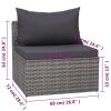 7 Piece Patio Sofa Set with Cushions & Pillows Poly Rattan Gray