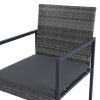 9 Pieces Patio Dining Sets Outdoor Space Saving Rattan Chairs with Glass Table Top Grey Wicker + Dark Grey Cushion