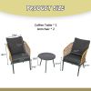 Outdoor Wicker Chairs and Table Bistro Conversation Furniture Set, 3 Pieces for Porch, Balcony, Deck, Patio, Backyard, Natural Color