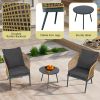 Outdoor Wicker Chairs and Table Bistro Conversation Furniture Set, 3 Pieces for Porch, Balcony, Deck, Patio, Backyard, Natural Color