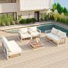 TOPMAX Modern Minimalist 7-Piece Metal Patio Sectional Sofa Set, All-Weather Garden Conversational Furniture Set with Thick Cushions and Coffee Table