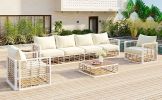 TOPMAX Modern Minimalist 7-Piece Metal Patio Sectional Sofa Set, All-Weather Garden Conversational Furniture Set with Thick Cushions and Coffee Table