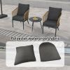 Outdoor Wicker Chairs and Table Bistro Conversation Furniture Set, 3 Pieces for Porch, Balcony, Deck, Patio, Backyard, Natural Color