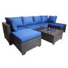 Outdoor Garden Patio Furniture 7-Piece PE Rattan Wicker Cushioned Sofa Sets and Coffee Table, patio furniture set;outdoor couch;outdoor couch patio fu