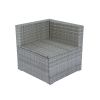 6 Pieces PE Rattan sectional Outdoor Furniture Cushioned Sofa set Grey Wicker, Dark Grey Cushion