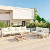 TOPMAX Modern Minimalist 7-Piece Metal Patio Sectional Sofa Set, All-Weather Garden Conversational Furniture Set with Thick Cushions and Coffee Table