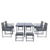 9 Pieces Patio Dining Sets Outdoor Space Saving Rattan Chairs with Glass Table Top Grey Wicker + Dark Grey Cushion