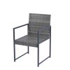 9 Pieces Patio Dining Sets Outdoor Space Saving Rattan Chairs with Glass Table Top Grey Wicker + Dark Grey Cushion