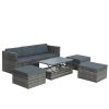 Patio Furniture, Outdoor Furniture, Seasonal PE Wicker Furniture,5 Set Wicker Furniture With Plywood Coffee Table,with lift TOP Coffee Table,with Loun