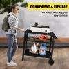 Outdoor Grill Cart Three-Shelf Grill Table, Movable BBQ Trolley Food Prep Cart with Two Wheels & Hooks, Black