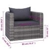 7 Piece Patio Sofa Set with Cushions & Pillows Poly Rattan Gray