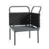 TOPMAX 5-Piece Modern Patio Sectional Sofa Set Outdoor Woven Rope Furniture Set with Glass Table and Cushions, Black+Gray