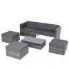 Patio Furniture, Outdoor Furniture, Seasonal PE Wicker Furniture,5 Set Wicker Furniture With Plywood Coffee Table,with lift TOP Coffee Table,with Loun