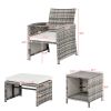 5pcs 2 Chairs 2 Footstools 1 Coffee Table Combination Sofa Gray Gradient