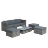 Patio Furniture, Outdoor Furniture, Seasonal PE Wicker Furniture,5 Set Wicker Furniture With Plywood Coffee Table,with lift TOP Coffee Table,with Loun