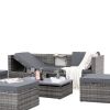 Patio Furniture, Outdoor Furniture, Seasonal PE Wicker Furniture,5 Set Wicker Furniture With Plywood Coffee Table,with lift TOP Coffee Table,with Loun