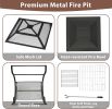 31-Inch steel outdoor square wood burning fire pit with wheels,fireplace for BBQ