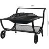 31-Inch steel outdoor square wood burning fire pit with wheels,fireplace for BBQ