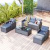 GO 6-piece All-Weather Wicker PE rattan Patio Outdoor Dining Conversation Sectional Set with coffee table, wicker sofas, ottomans, removable cushions