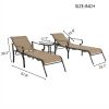 3 Pack Patio Lounge Chair, Outdoor Chaise Lounge with 5 Adjustable Backrest, Sturdy Steel Frame, Sunbathing Recliner, Beach Chair, Tanning Chair for O