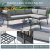 TOPMAX Modern Outdoor 3-Piece PE Rattan Sofa Set All Weather Patio Metal Sectional Furniture Set with Cushions and Glass Table for Backyard, Poolside,