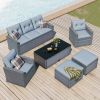 GO 6-piece All-Weather Wicker PE rattan Patio Outdoor Dining Conversation Sectional Set with coffee table, wicker sofas, ottomans, removable cushions