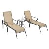 3 Pack Patio Lounge Chair, Outdoor Chaise Lounge with 5 Adjustable Backrest, Sturdy Steel Frame, Sunbathing Recliner, Beach Chair, Tanning Chair for O