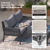 K&K 4-Piece Rope Patio Furniture Set, Outdoor Furniture with Tempered Glass Table, Patio Conversation Set Deep Seating with Thick Cushion for Backyard