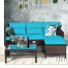 3 Pieces Outdoor Patio Corner Rattan Sofa Set