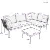 TOPMAX Modern Outdoor 3-Piece PE Rattan Sofa Set All Weather Patio Metal Sectional Furniture Set with Cushions and Glass Table for Backyard, Poolside,