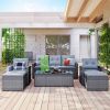 GO 6-piece All-Weather Wicker PE rattan Patio Outdoor Dining Conversation Sectional Set with coffee table, wicker sofas, ottomans, removable cushions